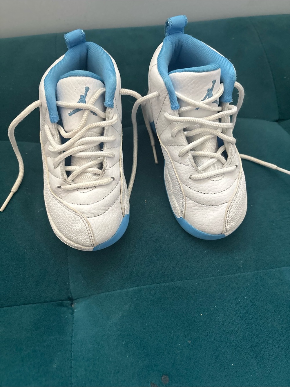 Jordan Kids White Sneakers with Light Blue Accents